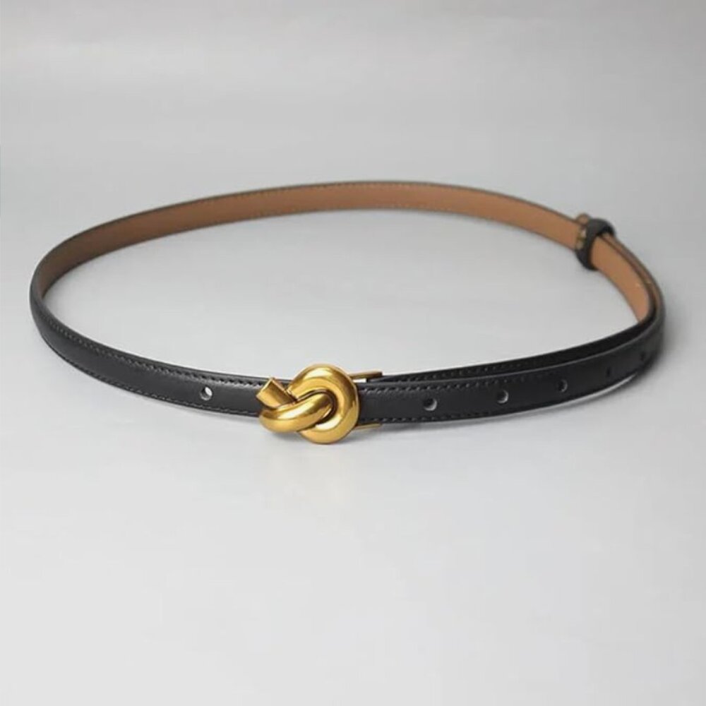 Metal Knot Buckle Skinny Waist Belt for Pants / Jeans / Dresses | Women - Picture 2 of 12